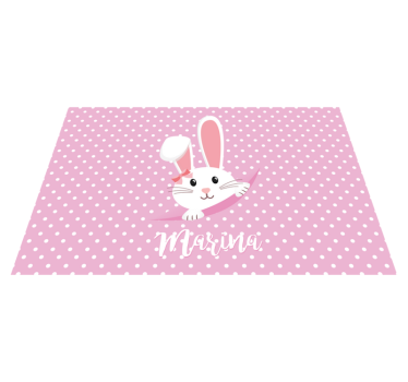 Cute bunny for girl with name kids table mat - TenStickers
