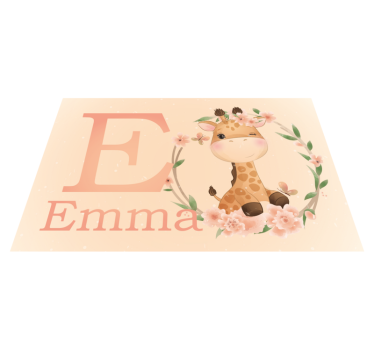 Cute giraffe for girl with name kids table mat - TenStickers