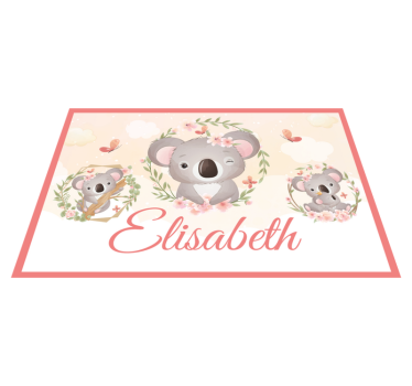 Cute animals koala with name  kids table mat - TenStickers