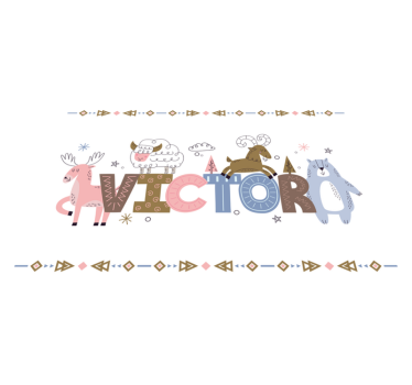 Polar kid animals with customizable name  table mats - TenStickers