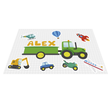 Different cartoon transport Personalised placemat - TenStickers