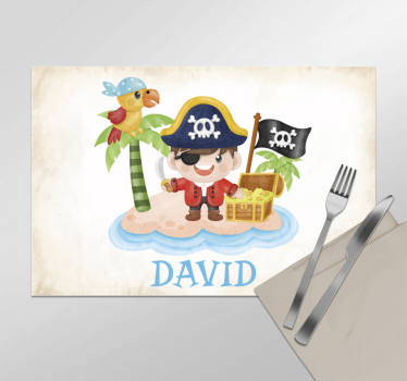 Cartoon pirate Personalised vinyl placemat - TenStickers