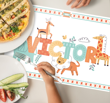 Children placemat animal name art - TenStickers