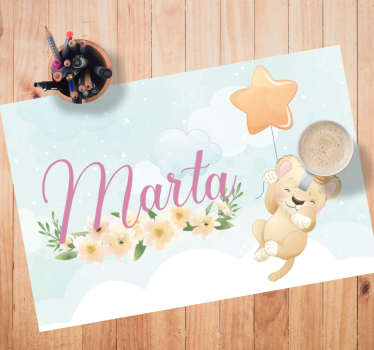 Children placemat cute lion with balloon - TenStickers