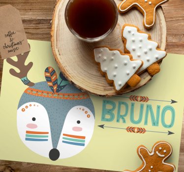 Children placemat cute reindeer face - TenStickers