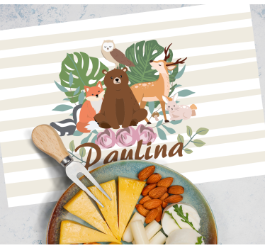 Children placemat whimsical animal gathering - TenStickers