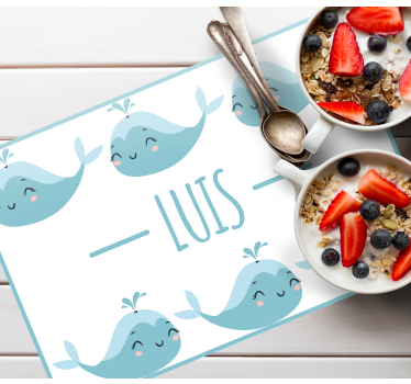 Children placemat with joyful whale designs - TenStickers