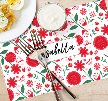 Customisable placemat floral name design - TenStickers