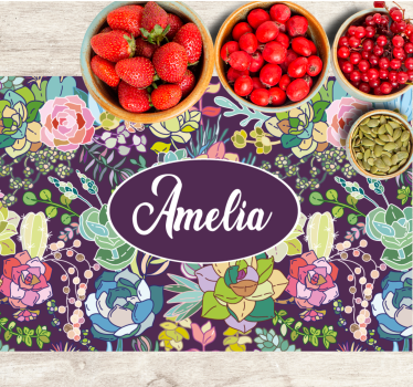 Customisable placemat floral personalized design - TenStickers