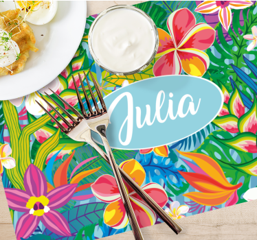 Customisable placemat tropical floral personalised - TenStickers