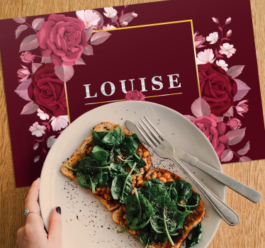Customisable with roses name vinyl placemats - TenStickers