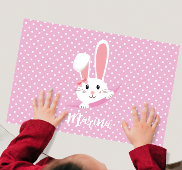 Cute bunny for girl with name kids table mat - TenStickers