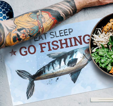 Eat sleep go fishing fish vinyl placemats - TenStickers