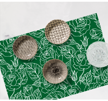 Green flowers elegant table placemats - TenStickers