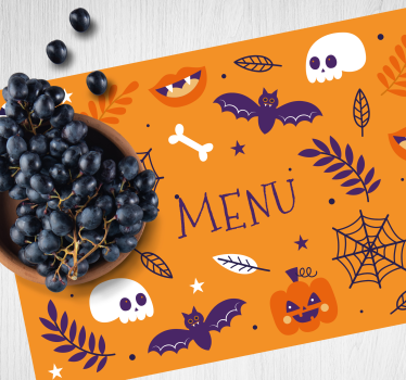 Halloween placemat with spooky halloween menu - TenStickers