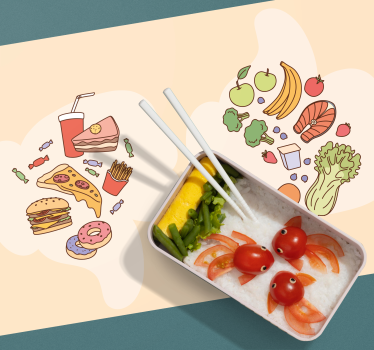 Healthy and junk food kids table mat - TenStickers