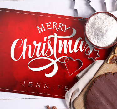 Merry Christmas text red vinyl placemats - TenStickers