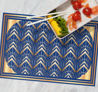 Modern art blue and golden deco pattern elegant table placemats - TenStickers