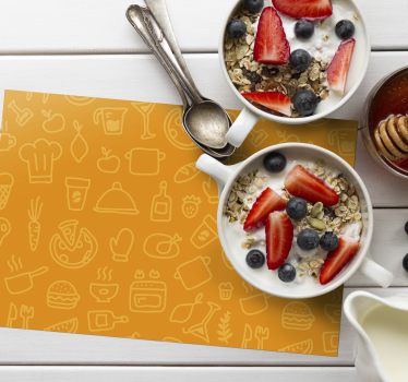 Orange background with cutlery original placemats - TenStickers