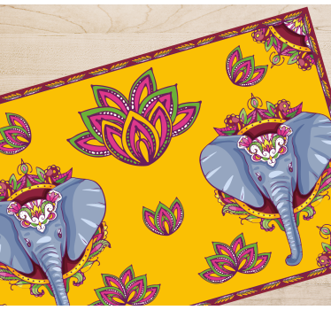 Original placemat elephant floral designs - TenStickers