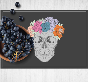 Original placemat skull floral crown - TenStickers