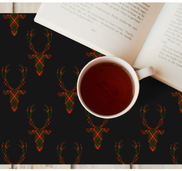 Plaid deer head elegant table placemats - TenStickers