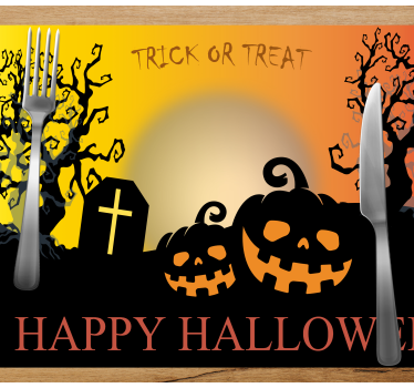 Pumpkin graveyard Halloween table mats - TenStickers