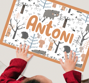 Scandinavian forest with animals kids table mat - TenStickers
