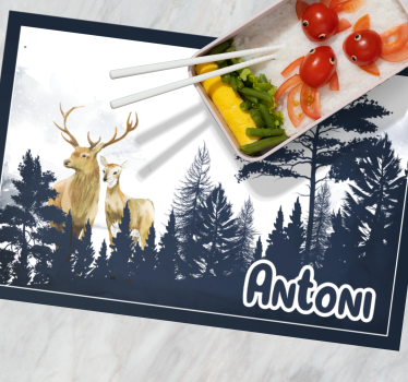 Scandinavian style forest friends kids table mat - TenStickers