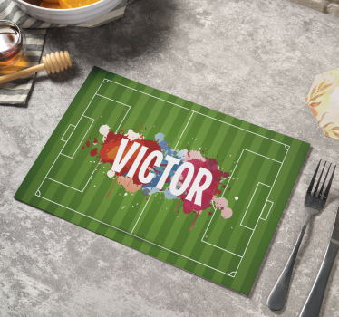 Soccer pitch with name Personalised table mats - TenStickers