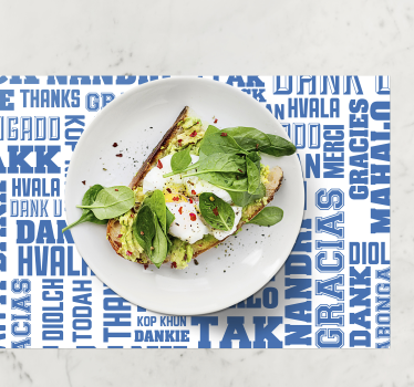 Thanks in many languages restaurant vinyl placemats - TenStickers