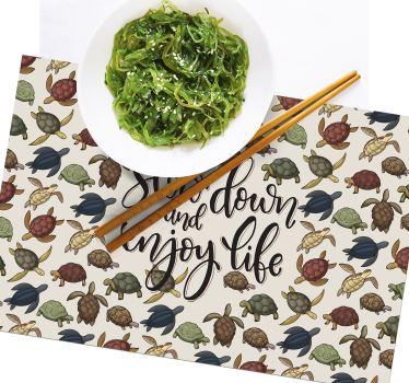 Variety of turtles text vinyl placemats - TenStickers