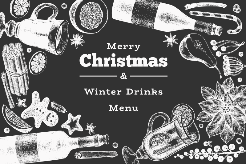 Christmas placemat festive drink menu - TenStickers