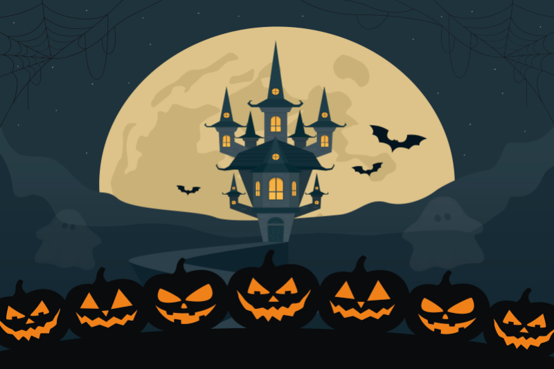 Halloween placemat haunted castle setting - TenStickers