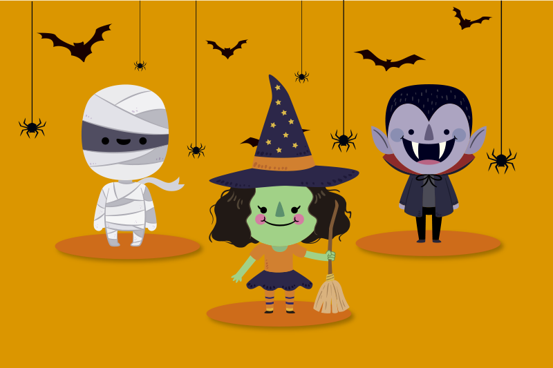 Halloween placemat featuring playful halloween figures - TenStickers