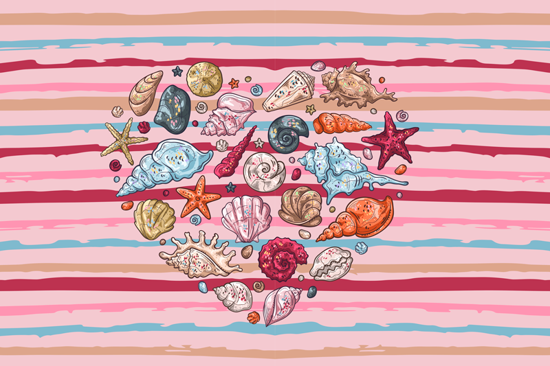 Modern placemat with shells heart design - TenStickers