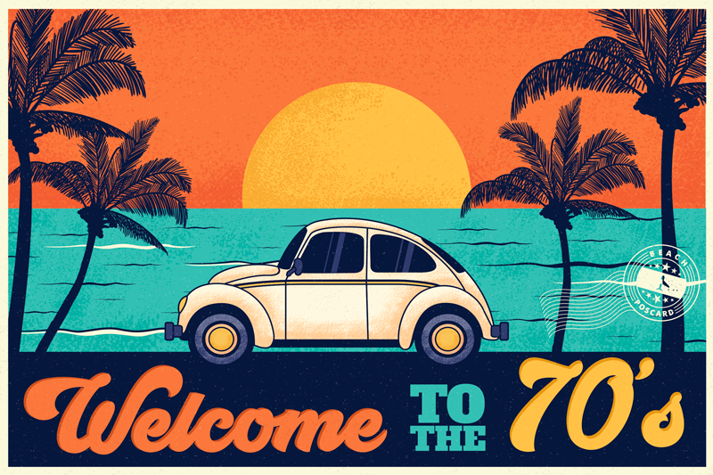 Elegant placemat with a nostalgic beach scene - TenStickers