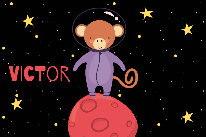 Little monkey with stars Personalised placemats - TenStickers
