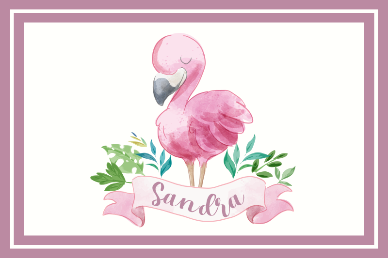 Painted flamingo for kids Personalised placemat - TenStickers