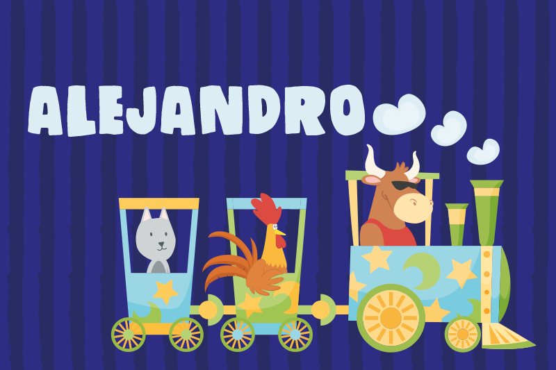 Children placemat colorful train animals - TenStickers