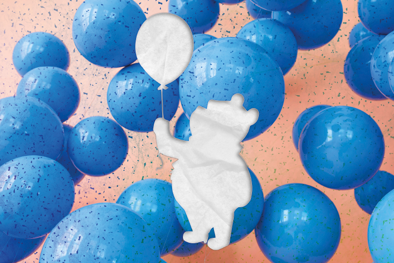 Children placemat bear with balloon - TenStickers