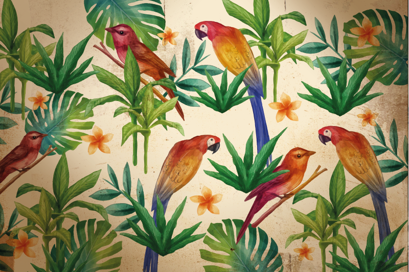 Original placemat tropical parrots design - TenStickers
