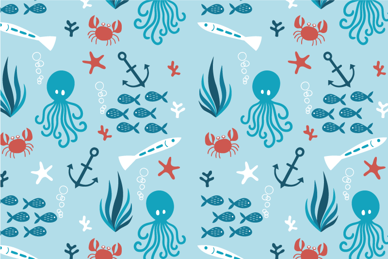 Children placemat colorful sea creatures - TenStickers