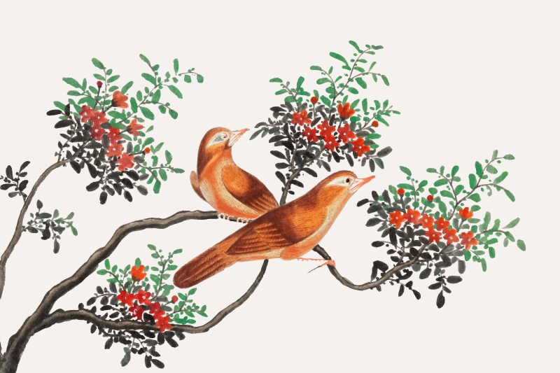 Original placemat elegant birds and berries design - TenStickers