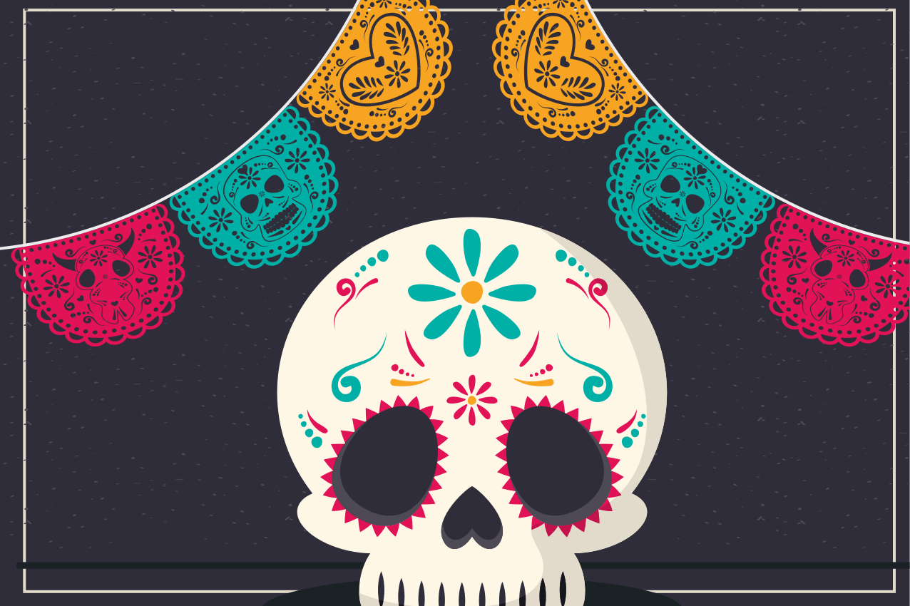 Halloween placemat colorful skull banner - TenStickers