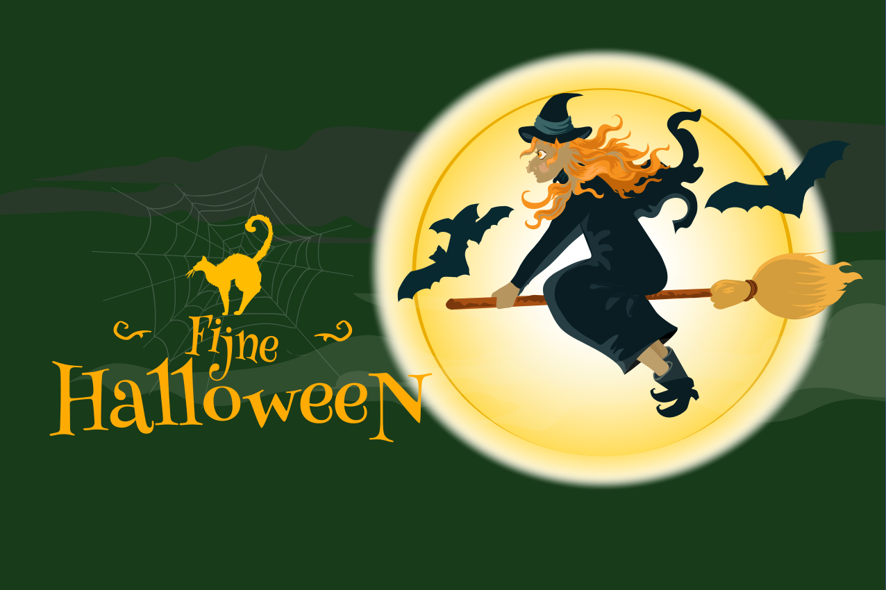 Halloween placemat witch broomstick scene - TenStickers