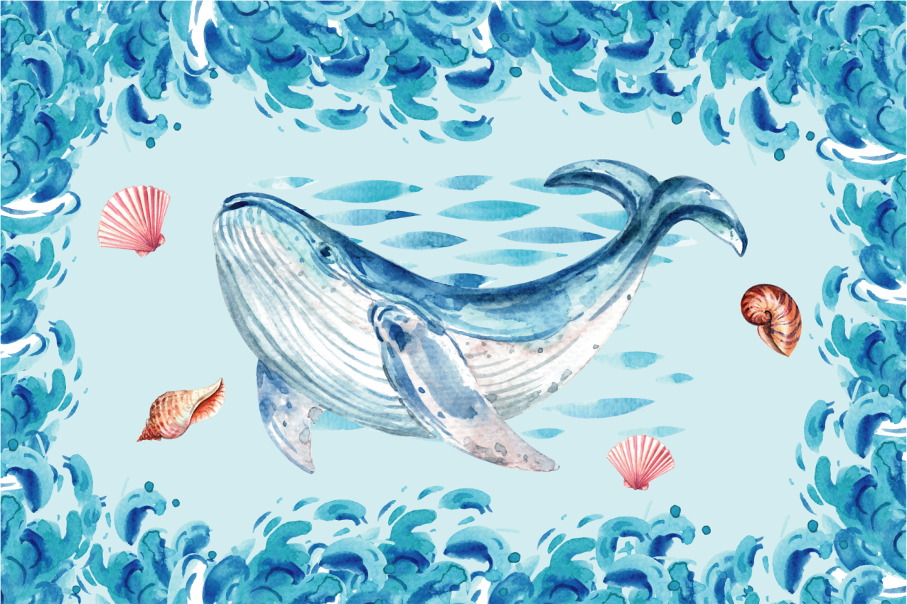 Original placemat whale ocean elements - TenStickers