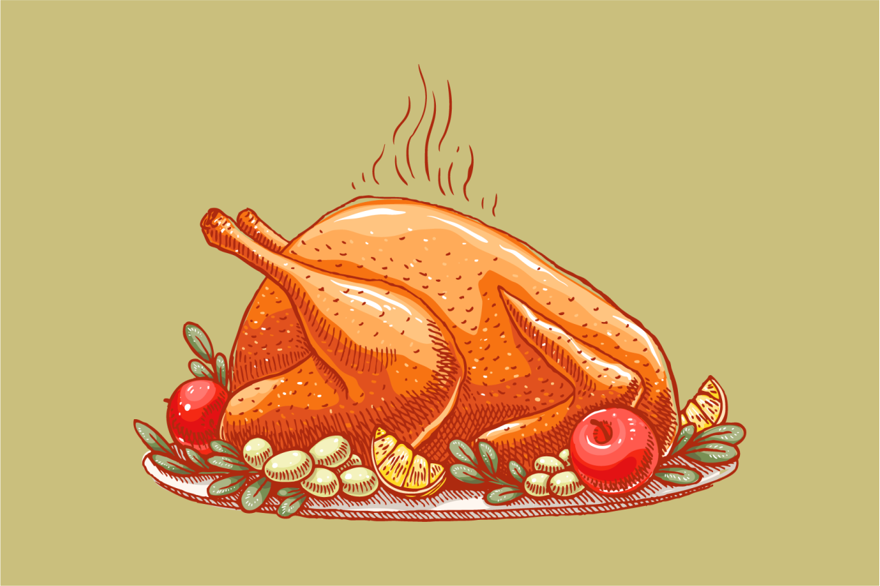 Roast Turkey on a platter Christmas placemats - TenStickers