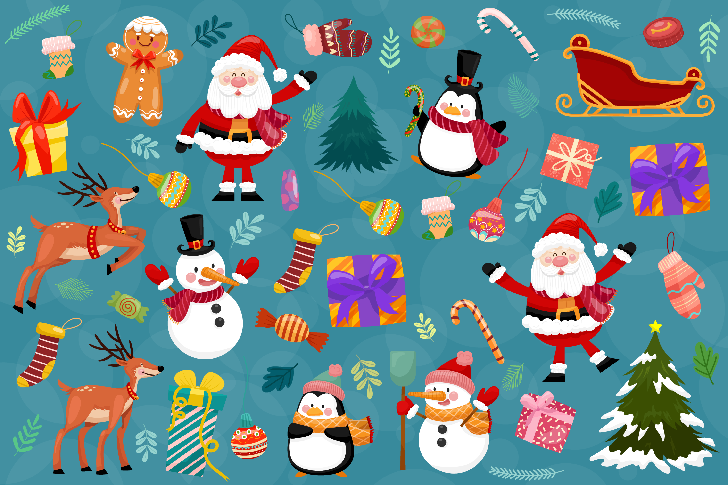 Cartoon miniature motifs Christmas placemats - TenStickers