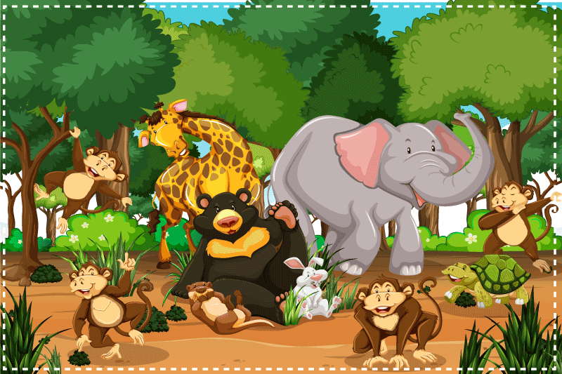 Children placemat animal adventure scene - TenStickers